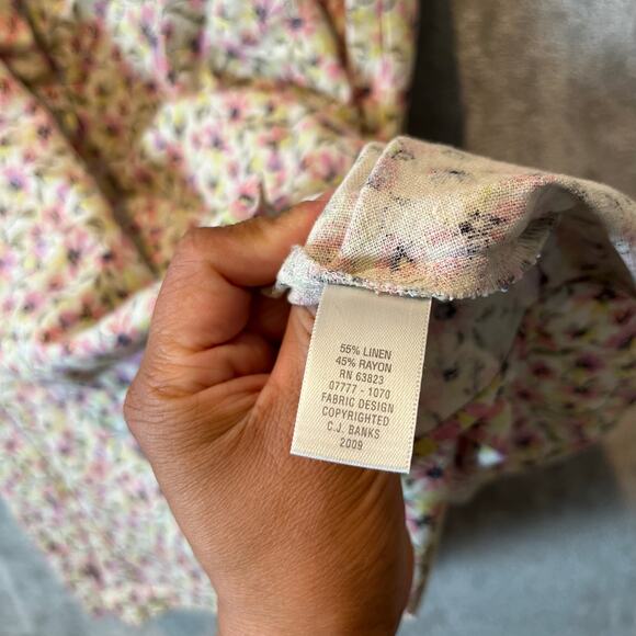 Vintage Floral Button Front Midi Skirt Cottagecore Boho Retro Linen Blend 3X - Picture 3 of 6